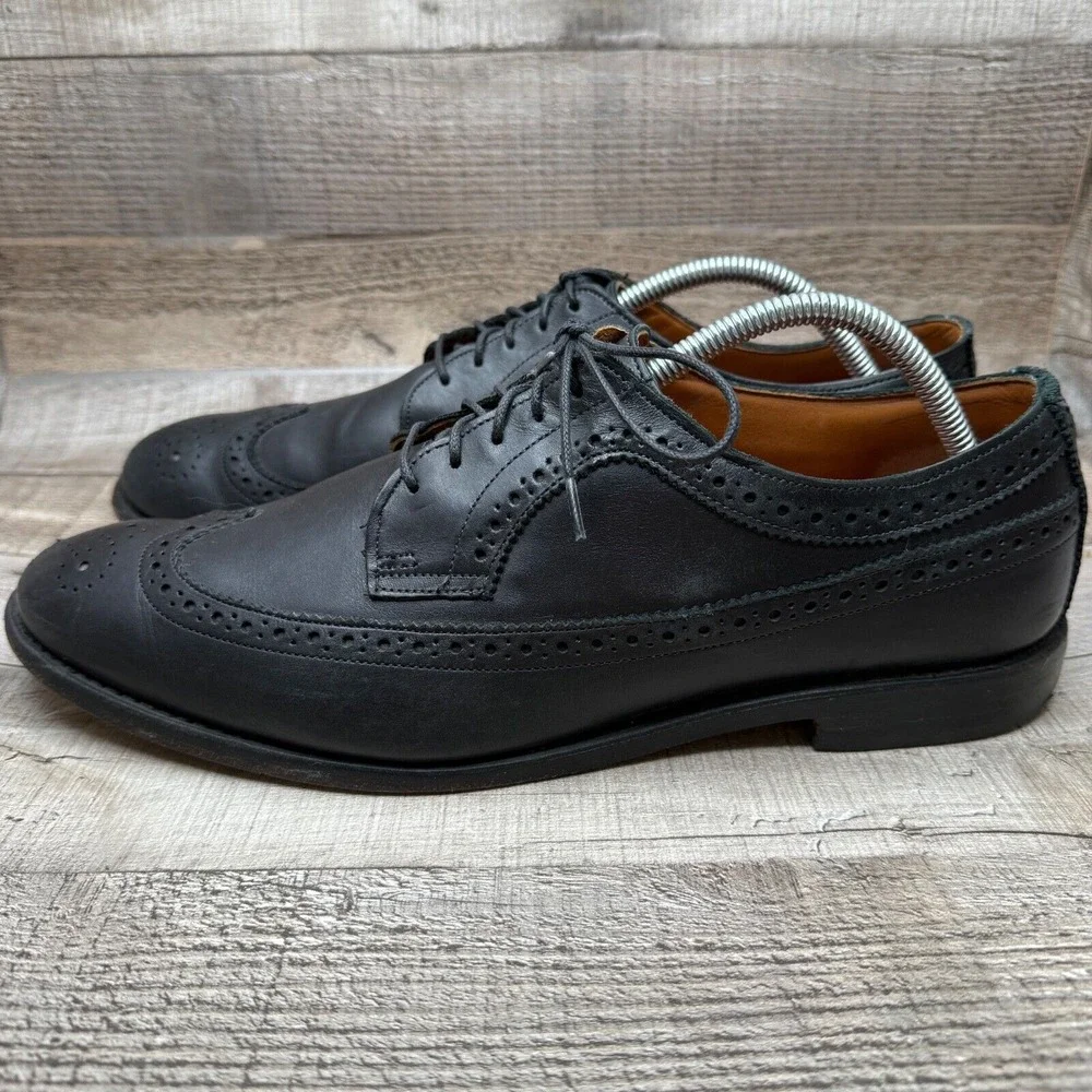 Allen Edmonds Boardwalk Wingtip Leather Oxford Mens 10.5 10 1/2 D Brogue Black‎